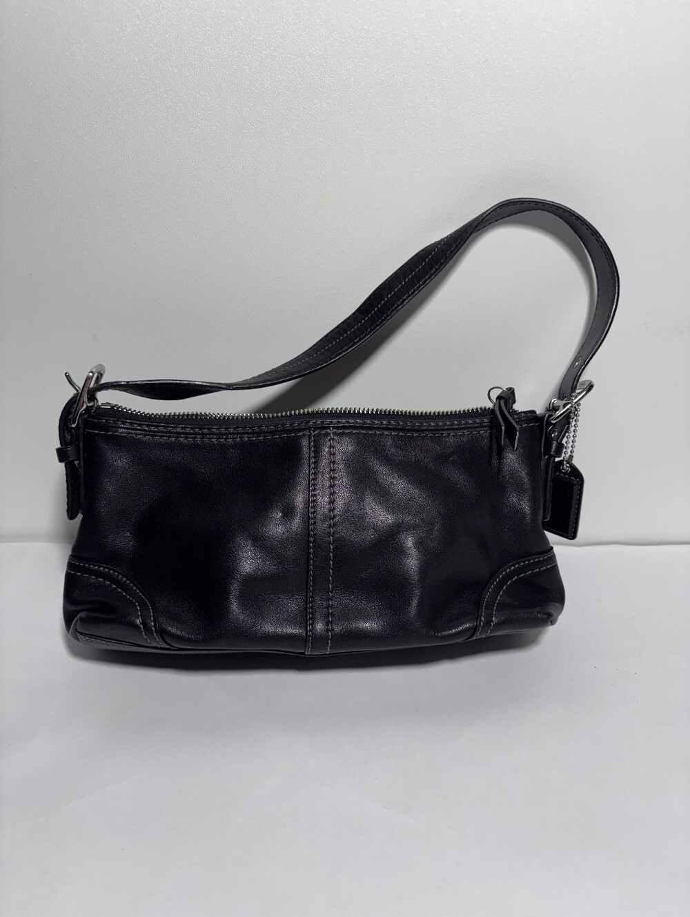 Coach Hamptons Leather Demi Baguette Shoulder Bag F11195 Y2K - Picture 10 of 10